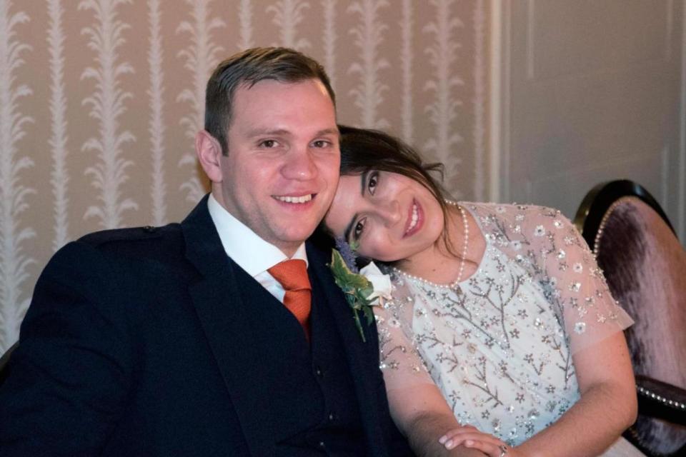 Matthew Hedges with his wife, Daniela Tejada (PA)