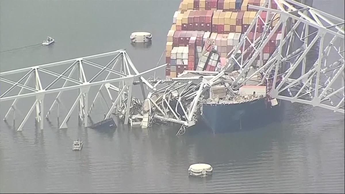 Baltimore bridge collapses after cargo ship rams into it, leaving 6 missing