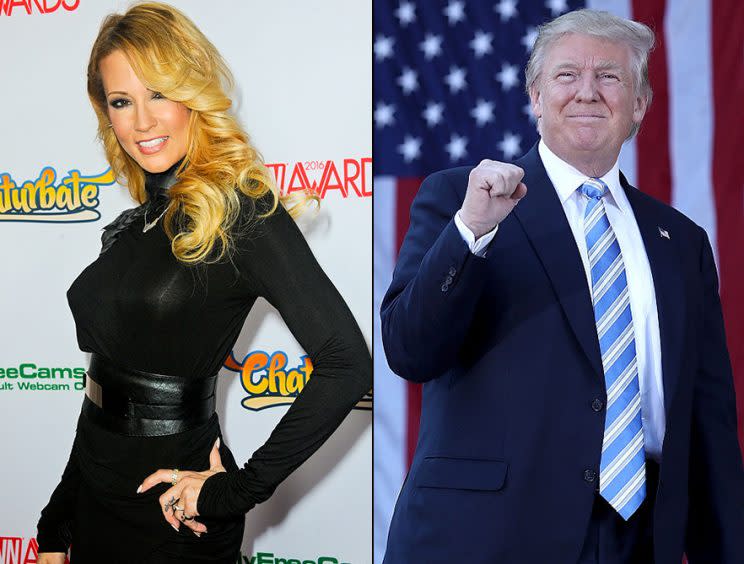 Jessica Drake is accusing Donald Trump of sexual misconduct. (Photos: Getty Images)