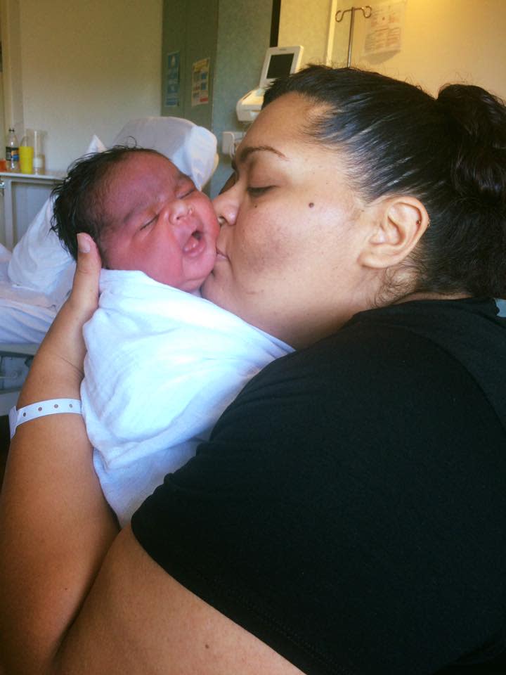Natashia Corrigan and her 14-pound baby, Brian