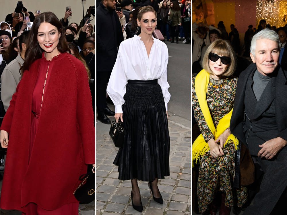 Karlie Kloss, Chiara Ferragni, Anna Wintour und Baz Luhrman (v.l.) bei der Couture-Show von Dior. (Bild: imago/PanoramiC / imago/PanoramiC / Victor Boyko/Getty Images)