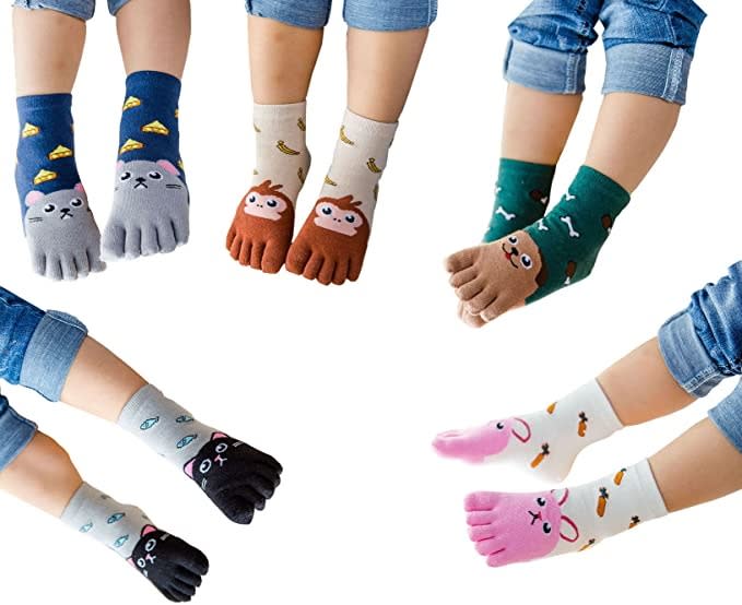 Socks with toes, TESOON Cartoon Toe Socks for Kids