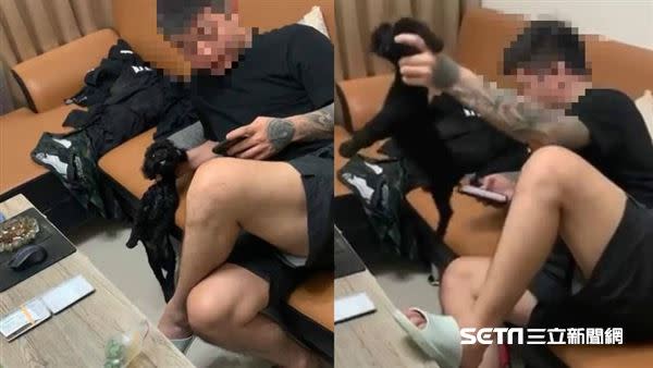 男飼主因不滿4個月大的黑貴賓犬亂咬東西，氣得掐脖教訓。（圖／邵柏虎授權提供）