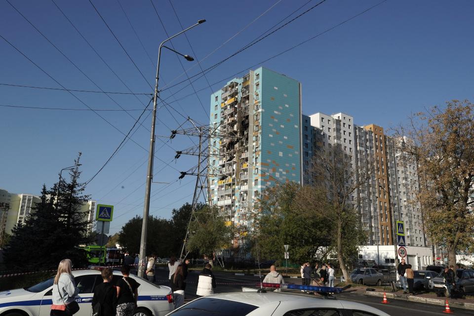 A building damaged in a massive wave of Ukrainian drones which set off air defences across several Russian regions (Getty Images)