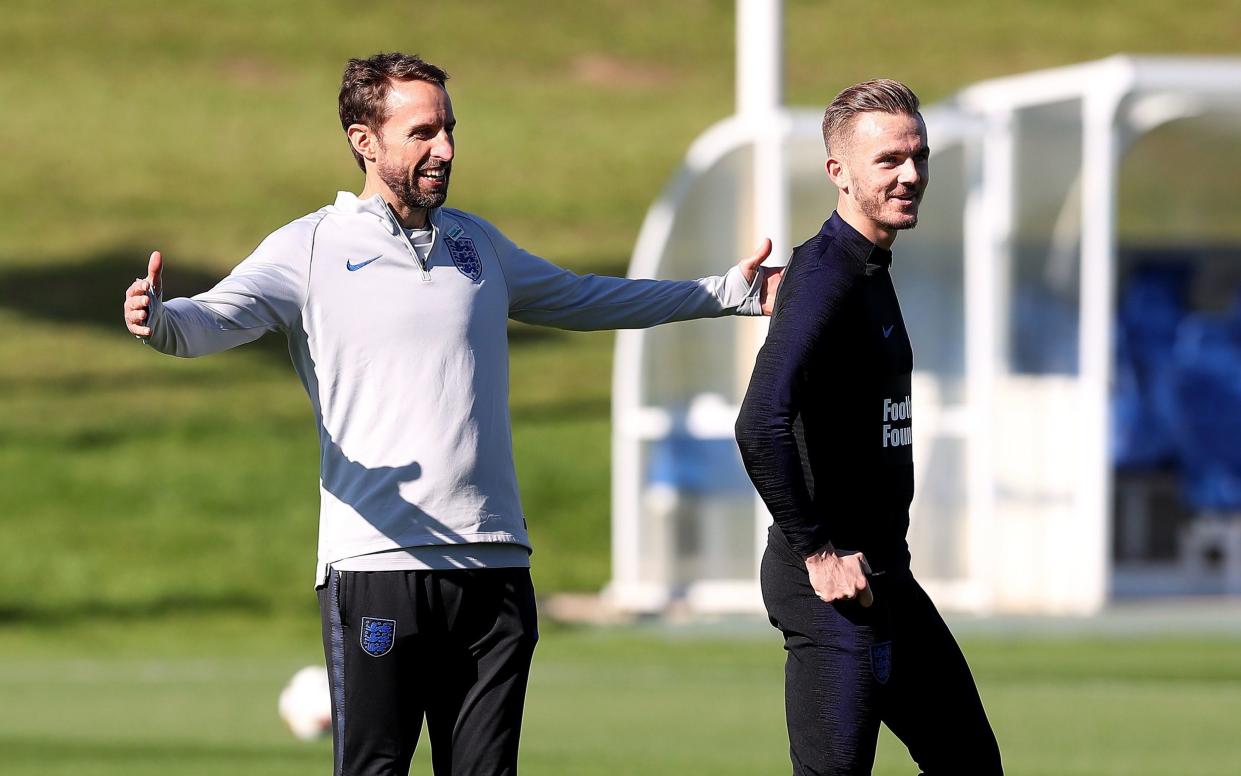 Gareth Southgate with James Maddison - James Maddison and Connor Gallagher in England's World Cup squad for Qatar 2022 - Nick Potts/PA