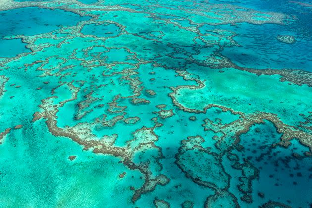 In this undated photo provided by the Great Barrier Reef Marine Park Authority, Hardy Reef, part of the Great Barrier Reef, is viewed off the coast of Australia.  (Photo: Jumbo Aerial Photography/Great Barrier Reef Marine Park Authority via Associated Press)