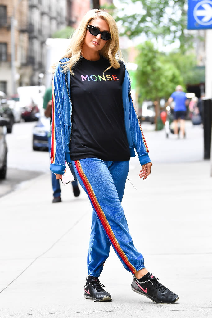 Paris Hilton out in New York City on June 22. - Credit: Splash News