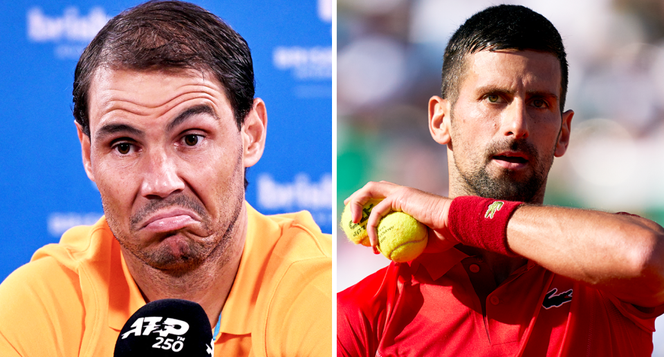 Rafa Nadal pictured left and Novak Djokovic right