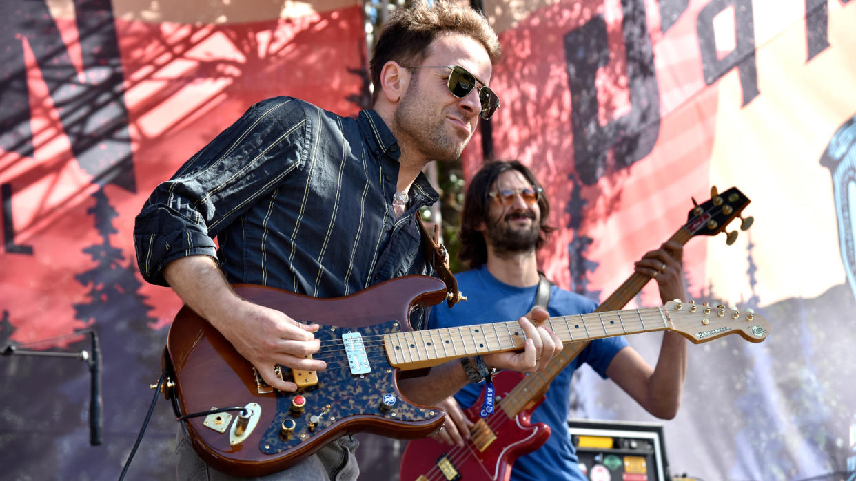  Taylor Goldsmith of Dawes performs at Roaring Camp on June 04, 2021 in Felton, California.  