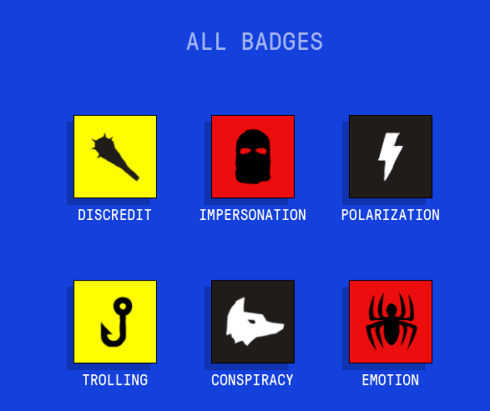 Badges identify ways misinformation exploits people's minds