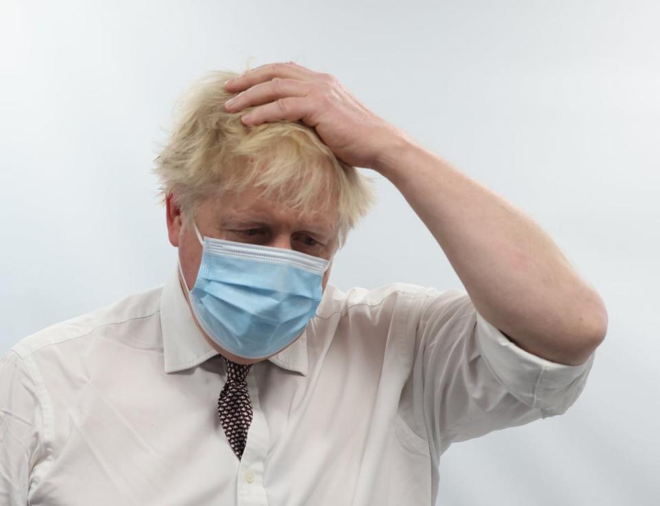 Prime Minister Boris Johnson on the visit to Finchley Memorial Hospital where he apologised publicly to the Queen (Ian Vogler/PA) (PA Wire)