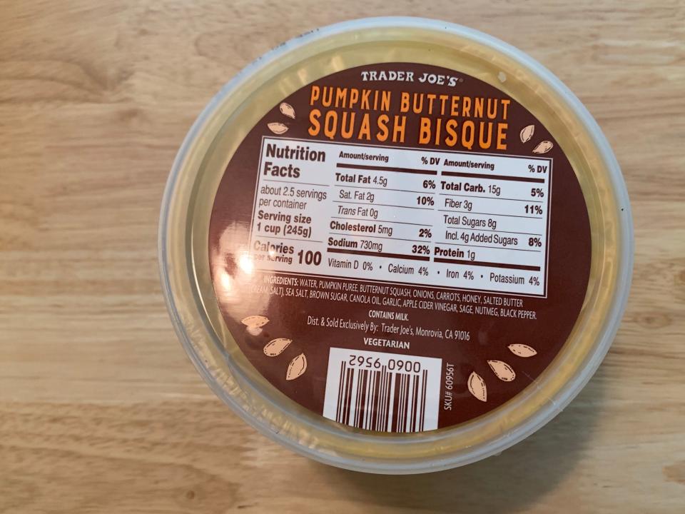 Trader Joe's pumpkin squash bisque