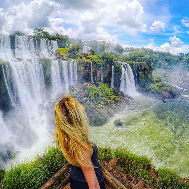 <p>Chances are, this destination with nearly two miles of waterfalls isn't on your travel bucket list.... yet. <a rel="nofollow noopener" href="http://www.iguazuargentina.com/en/" target="_blank" data-ylk="slk:Iguazú Falls;elm:context_link;itc:0;sec:content-canvas" class="link ">Iguazú Falls</a> is a must-see if you've ever wanted to visit <a rel="nofollow noopener" href="http://www.elledecor.com/life-culture/a8727186/pablo-escobar-son/" target="_blank" data-ylk="slk:Argentina;elm:context_link;itc:0;sec:content-canvas" class="link ">Argentina</a>, or if you are simply entranced by the natural wonders of the world. Located on the border of Brazil and Argentina, the waterfalls are 1.7 miles long and 269 feet tall, making them the largest system of waterfalls in the world. <br></p>