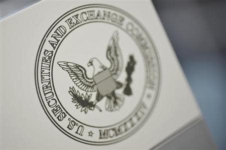 The U.S. Securities and Exchange Commission logo adorns an office door at the SEC headquarters in Washington, June 24, 2011. REUTERS/Jonathan Ernst