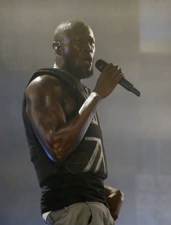 FILE PHOTO: British rapper Stormzy performs the headline slot on the Pyramid stage during Glastonbury Festival in Somerset