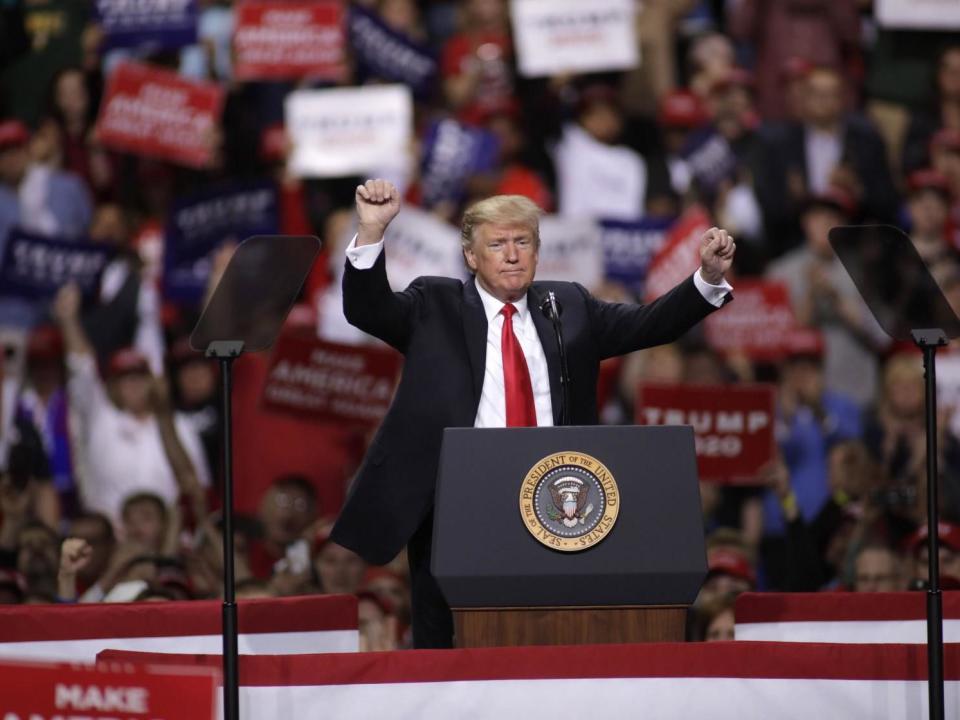 Donald Trump has passed the 10,000 falsehoods mark since taking office, according to fact-checkers, his flights of rhetoric at recent rally appearances seeing him hit an astonishing average of 23 untruths per day.The president complained to Fox News on Sunday the US-Mexico border is now “like Disneyland” since his administration stopped separating migrant families, a remark that followed another wild address to supporters in Green Bay, Wisconsin, on Saturday night, where he derided sanctuary cities, spread an extraordinary lie about abortion and imitated the accent of King Salman of Saudi Arabia.The White House is meanwhile continuing to push back against congressional investigations into Mr Trump, with counsel Kellyanne Conway warning he could use his executive privilege to avoid co-operating with subpoenas and attorney-general William Barr threatening to back out of appearances before the House and Senate judiciary committees.Please allow a moment for our liveblog to load