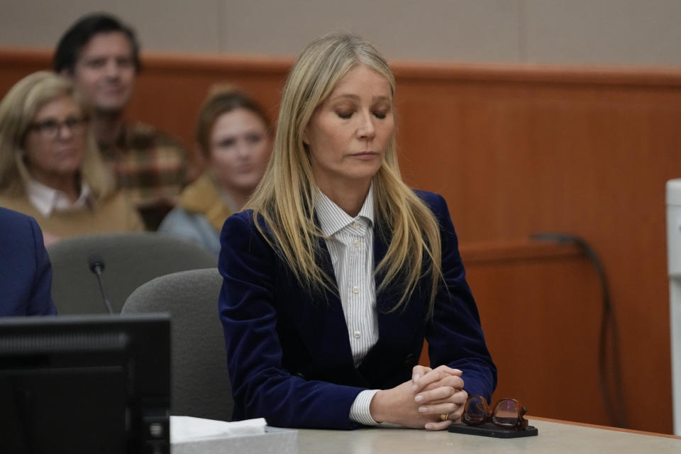 Gwyneth Paltrow reacts as the verdict in her trial is announced, Thursday, March 30, 2023, in Park City, Utah. Paltrow won her court battle over a 2016 ski collision at a posh Utah ski resort after a jury decided Thursday that the movie star wasn’t at fault for the crash. (AP Photo/Rick Bowmer, Pool)