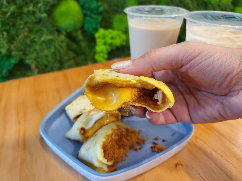 true breakfast - close up of pork floss omelette