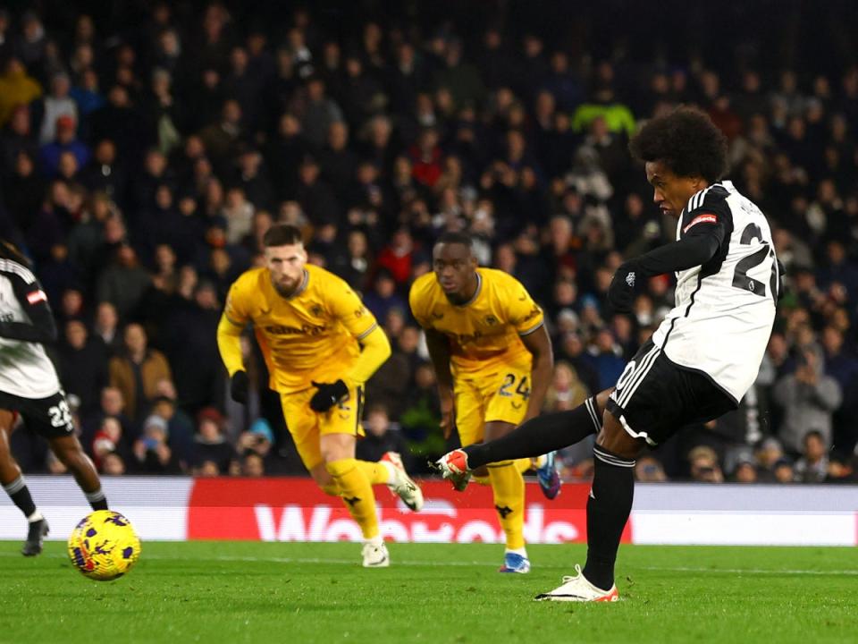 Willian converted from 12 yards late on to give Fulham victory over Wolves (Action Images/Reuters)