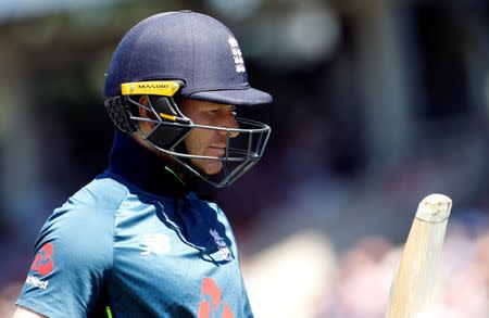 Cricket - England v Australia - Fifth One Day International - Emirates Old Trafford, Manchester, Britain - June 24, 2018 England's Eoin Morgan is dismissed by Australia's Billy Stanlake Action Images via Reuters/Craig Brough