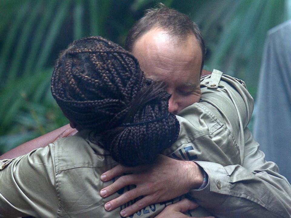 Matt Hancock and Charlene White hugging (ITV/Shutterstock)