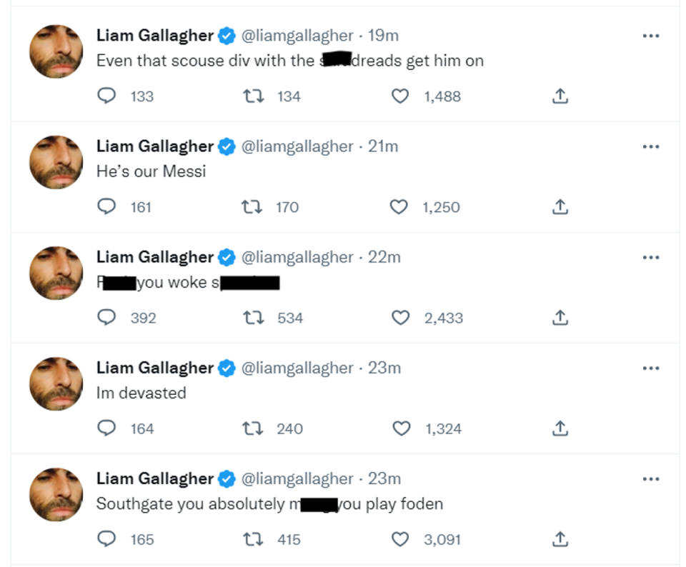 Liam Gallagher tweets (Twitter)