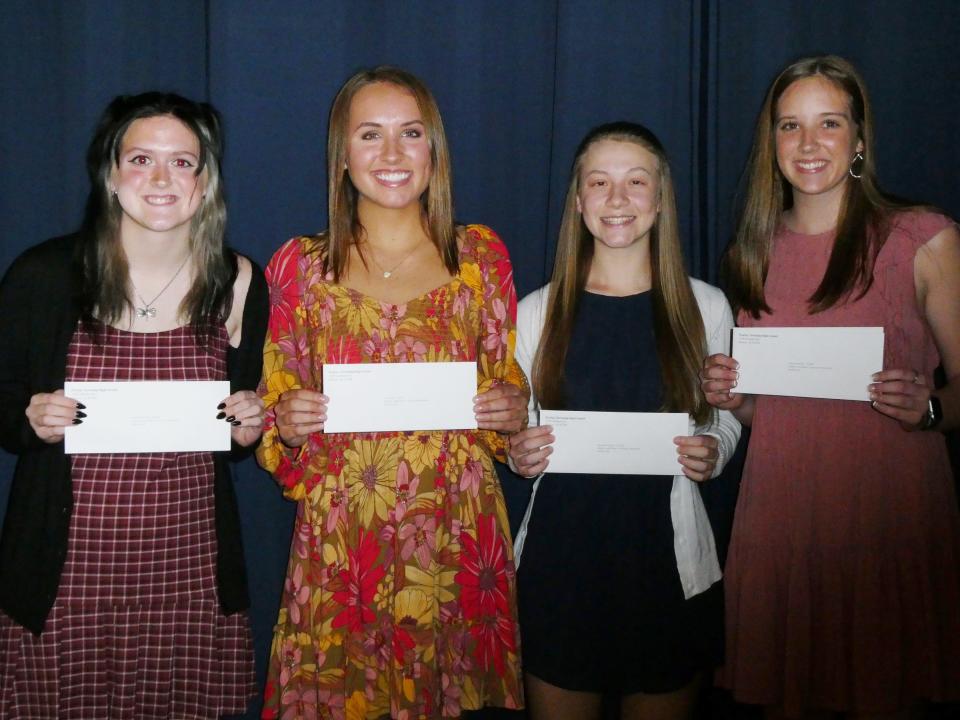 Pontiac Township High School hosted its annual Awards Night on May 11. Among the awards presented to PTHS seniors was the Robert J. and Helen F. Johnston Scholarship that was presented to, from left, Ashlyn Bernard, Ali Barton, Danielle Grace Schrock and Emma Dewald.