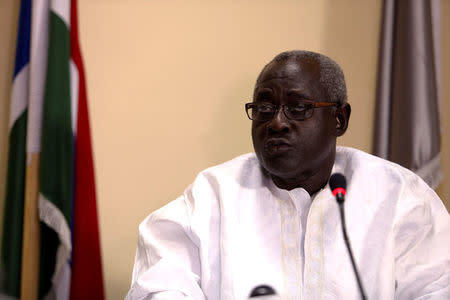 Halifa Sala, President's Barrow's spokeperson for the coalition denies that an agreement has been reached with President Yahya Jammeh during a press conference in Banjul, Gambia. January 20, 2017 REUTERS/Afolabi Sotunde