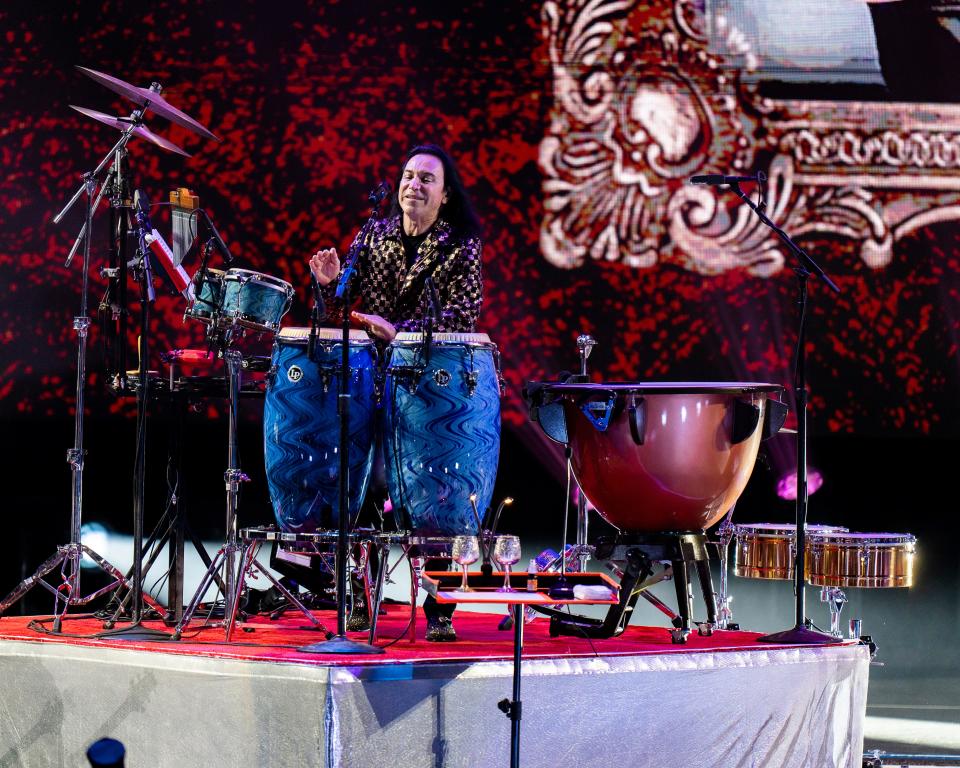 Los Bukis perform at the American Family Insurance Amphitheater kicking off the 50th anniversary of Mexican Fiesta on Thursday August 24, 2023 at the Henry Maier Festival Park in Milwaukee, Wis.