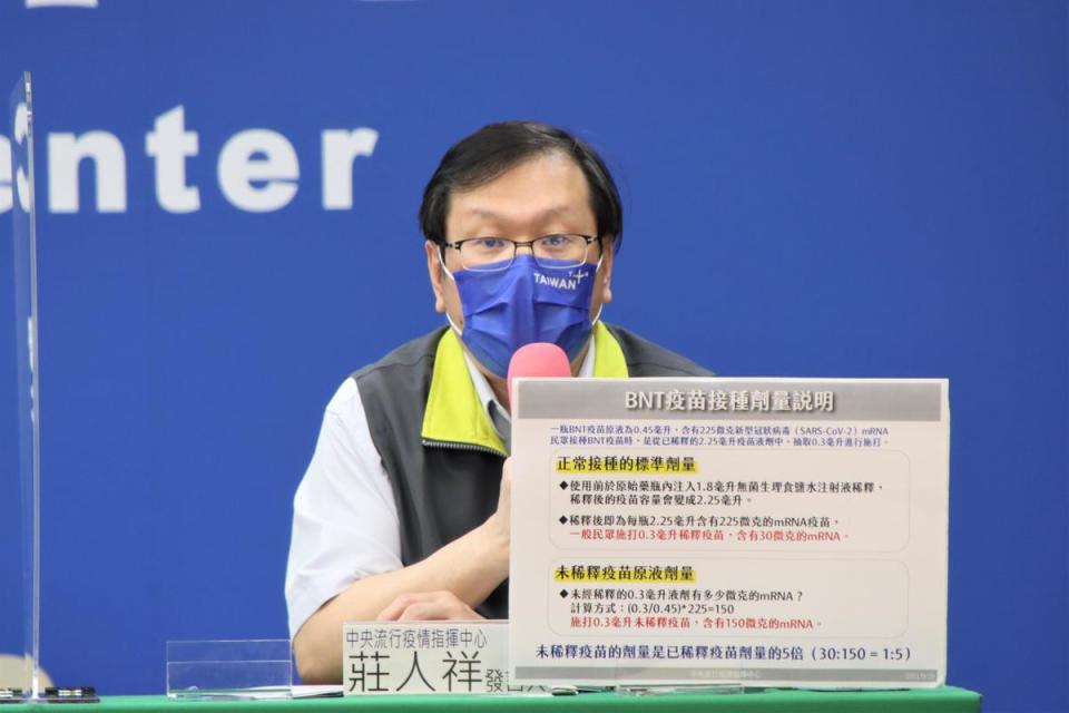 莊人祥今透露台灣昨日新增89件疫苗不良事件，其中有9例死亡。（指揮中心提供）