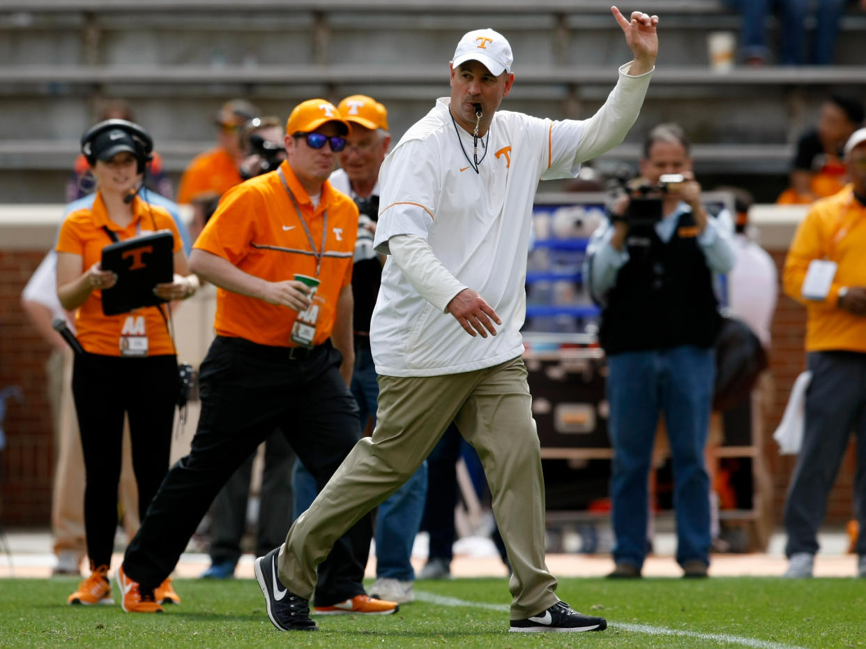 Jeremy Pruitt was the defensive coordinator at Alabama before coming to Tennessee. (C.B. Schmelter /Chattanooga Times Free Press via AP, File)