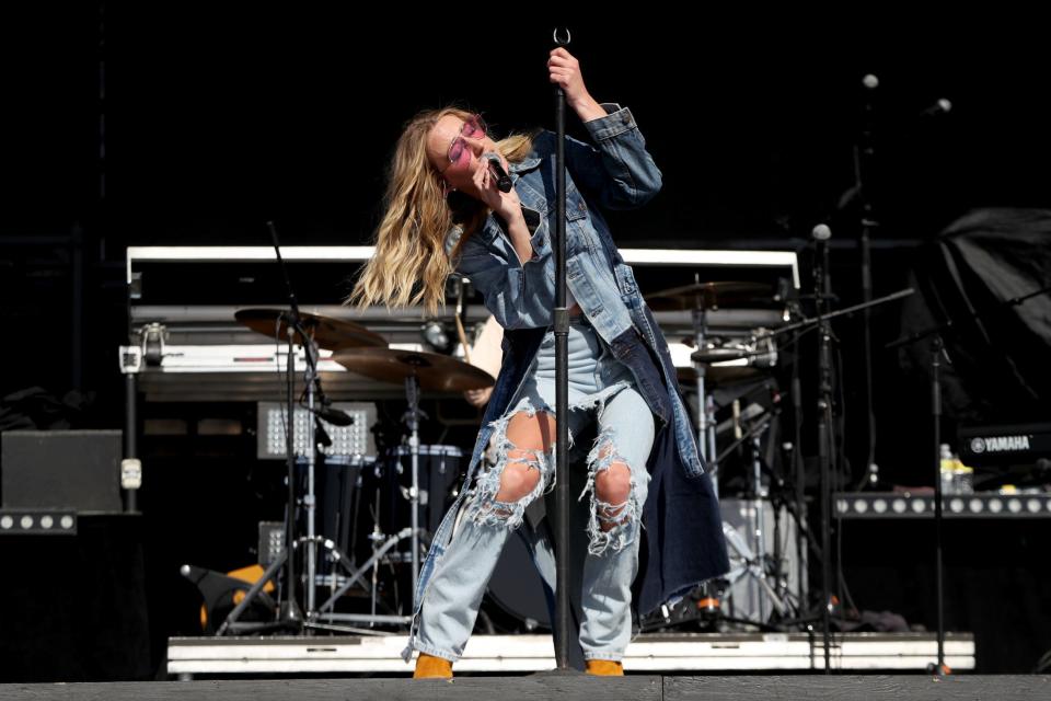 Ingrid Andress performs during Stagecoach country music festival in Indio, Calif., on Friday, April 29, 2022. 