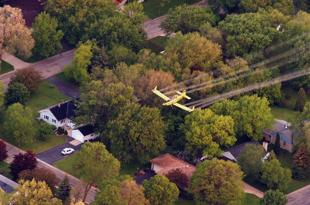 Aerial spraying in southeastern Wisconsin in 2008.