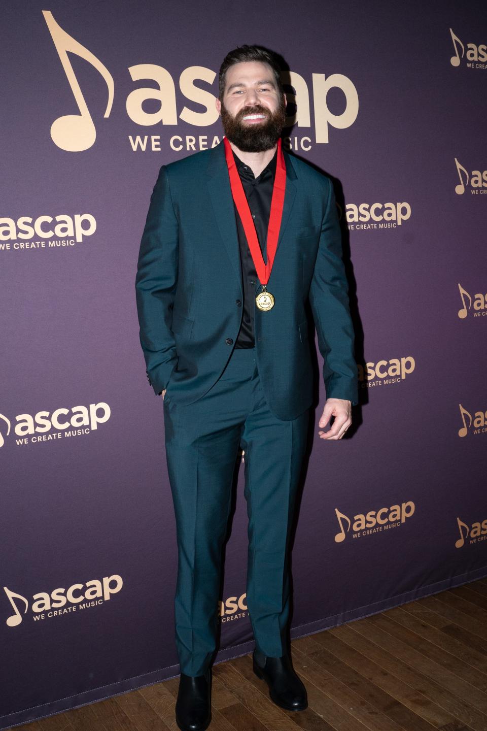 Jordan Davis arrives on the red carpet at ASCAP's 2023 Country Music Awards, held at the Twelve Thirty Club in Nashville on Monday, Nov. 6.