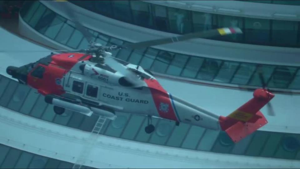 A Coast Guard MH-60T Jayhawk helicopter aircrew conducted a medevac for a Disney Fantasy cruise ship passenger, Monday, in the Atlantic Ocean 180 miles northwest of Aguadilla, Puerto Rico.