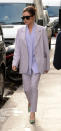 <p>Victoria Beckham arrives at her shop on Dover Street on March 8, 2018, in London wearing a lilac suit. (Photo: SAV/GC Images) </p>