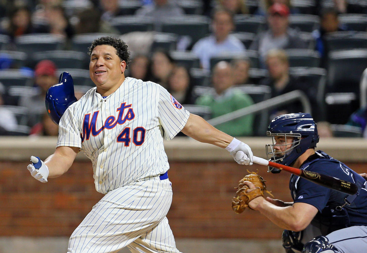 Bartolo Colon swings for the fences and loses his helmet