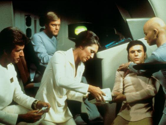 Stephen Collins, Majel Barrett, Walter Koenig and Persis Khambatta in ‘Star Trek: The Motion Picture’