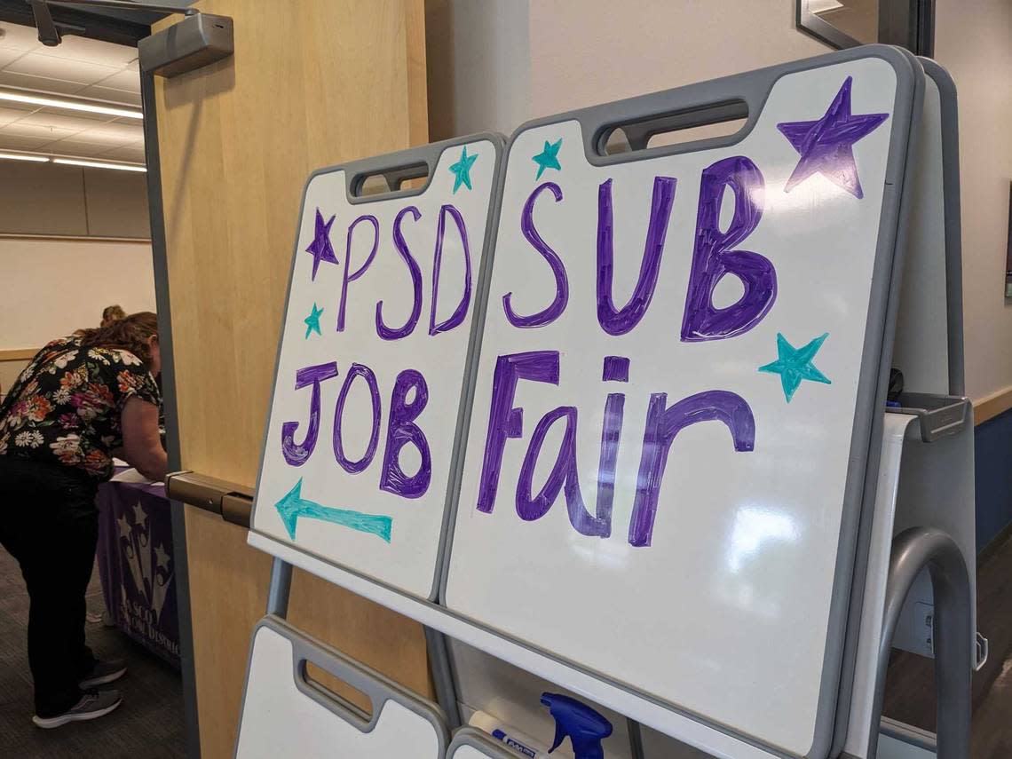 Pasco School District staff hosted a substitute teacher job fair on Monday to get applicants hired in anticipation of the 2024-25 school year. Attendees had the opportunity to expedite the application process, submit their fingerprints for a background check and participate in on-the-spot job interviews. 