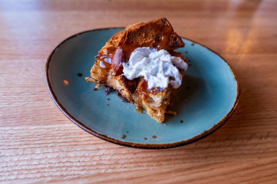 Caramel apple bread pudding by Brighton’s chef Jeffrey Sanich, part of his new menu at the Milly Chalet. | Brighton Ski Resort