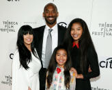 Kobe Bryant, Vanessa Bryant, Gianna Briant, and Natalia Bryant attend Tribeca Talks during the 2017 Tribeca Film Festival at Borough of Manhattan Community College on April 23, 2017 in New York City. (Photo by Taylor Hill/Getty Images)