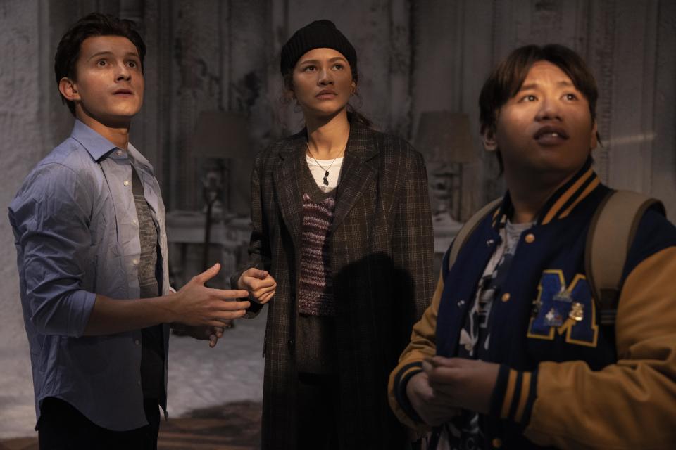 Tom Holland, Zendaya and Jacob Batalon in Spider-Man: No Way Home