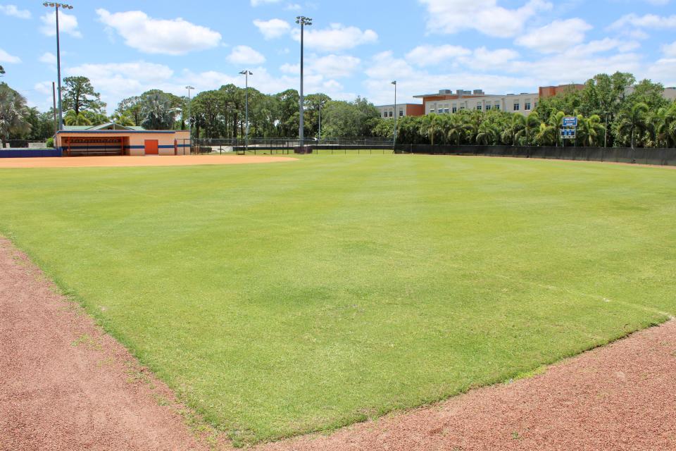 The softball field at Plant Drive Park in Palm Beach Gardens, Fla., on April 9, 2024.