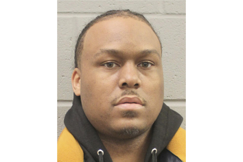 This image provided by the Houston Police Dept., shows Patrick Xavier Clark, 33, who arrested in the fatal shooting of rapper Takeoff, who was killed last month outside a bowling alley in Houston. (Houston Police Dept. via AP)