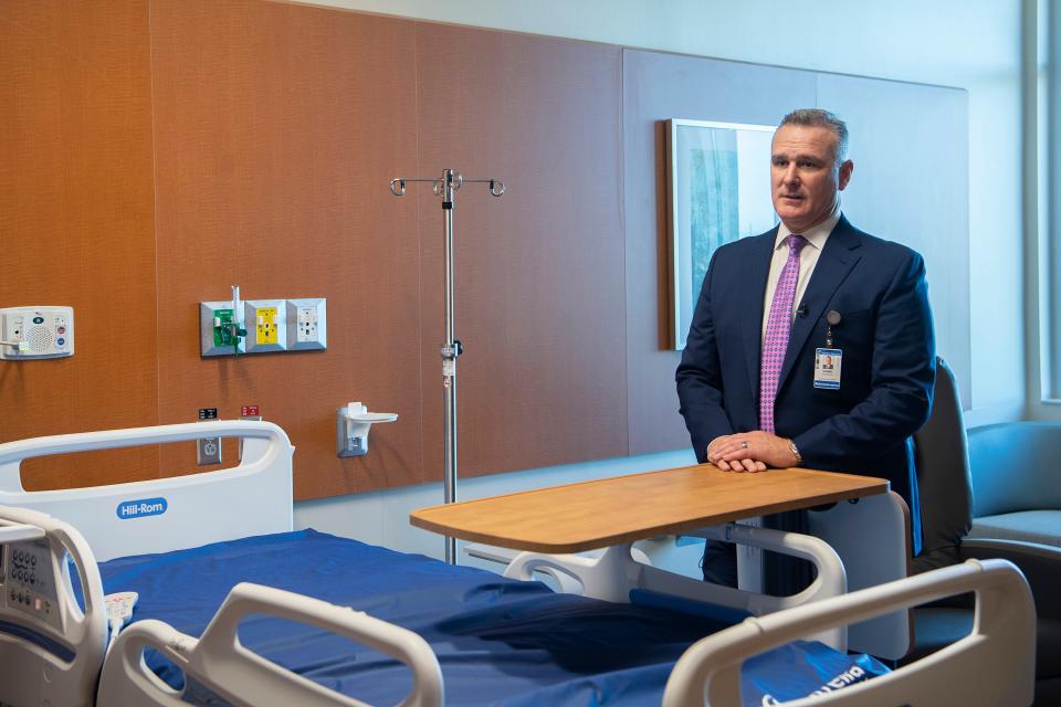 Mission Hospital CEO Chad Patrick is seen here at the hospital in 2019.