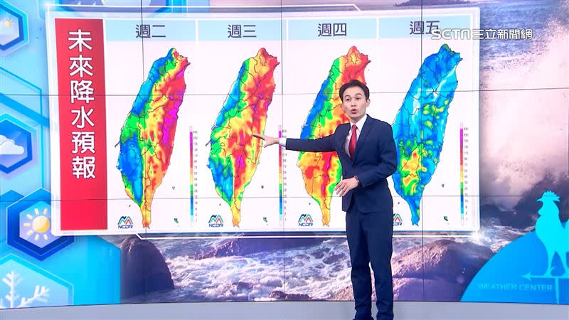 未來4天全台有雨，花東、山區一帶雨勢最為驚人。