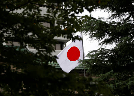 A Japanese flag flutters atop the Bank of Japan building in Tokyo, Japan, September 21, 2016. REUTERS/Toru Hanai/File Photo