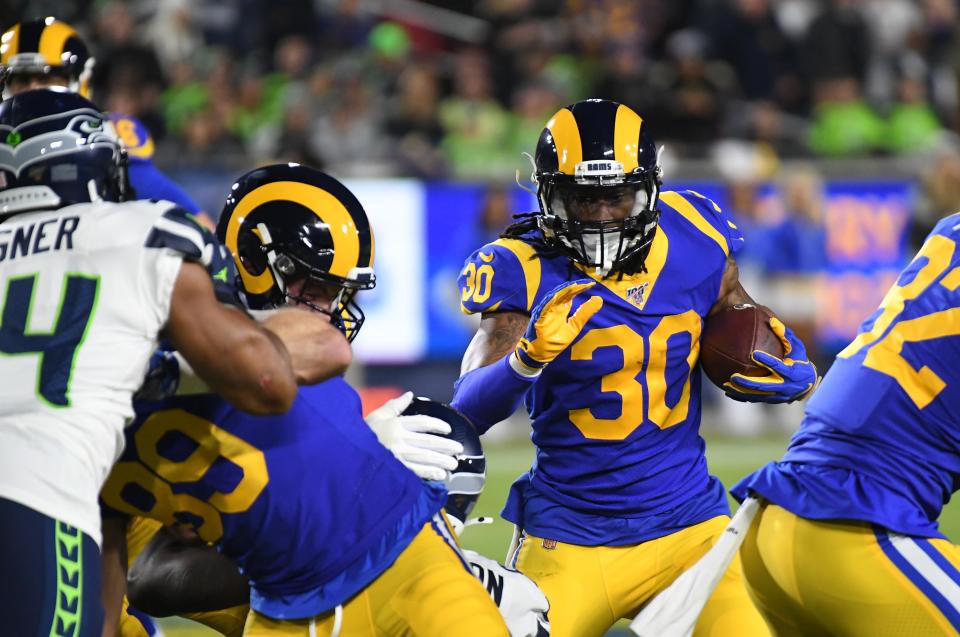 Todd Gurley's best years in the NFL were the 2017 and 2018 seasons. In that span, he ran for a combined 30 touchdowns and 2,556 yards. (Richard Mackson/USA TODAY Sports)