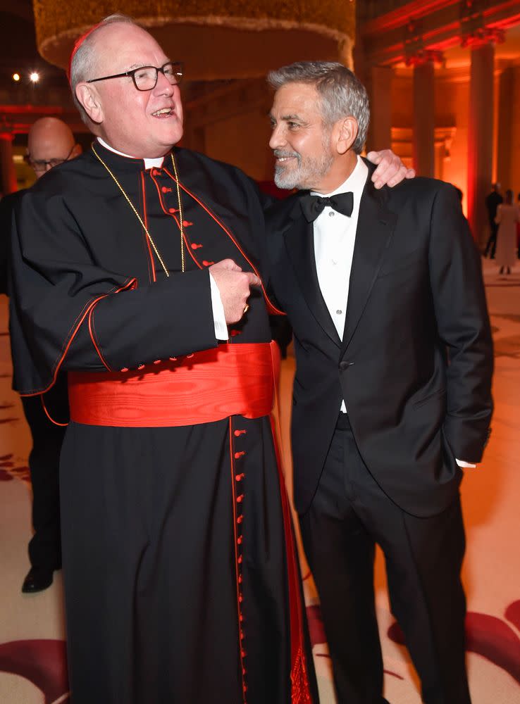 Cardinal Dolan and George Clooney at the 2018 Met Gala
