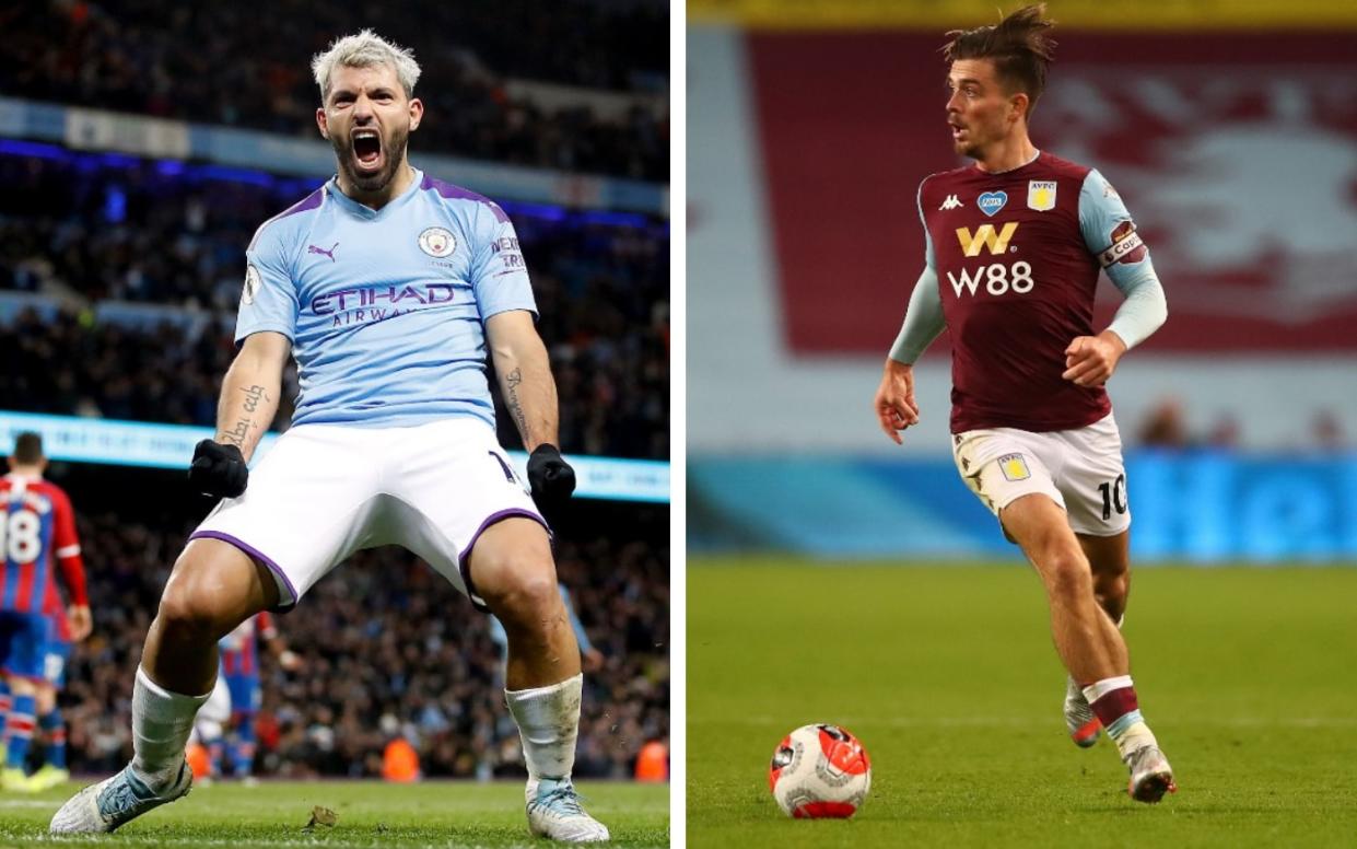 A composite image of Sergio Aguero and Jack Grealish - PA/GETTY IMAGES